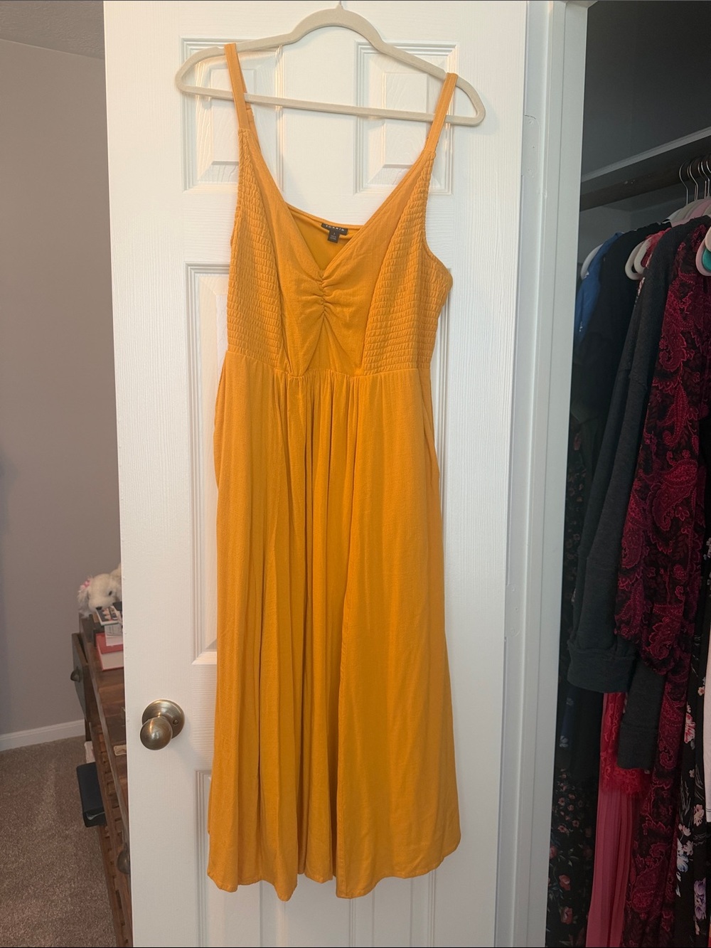 torrid Mustard Yellow Smocked Bodice Midi Dress